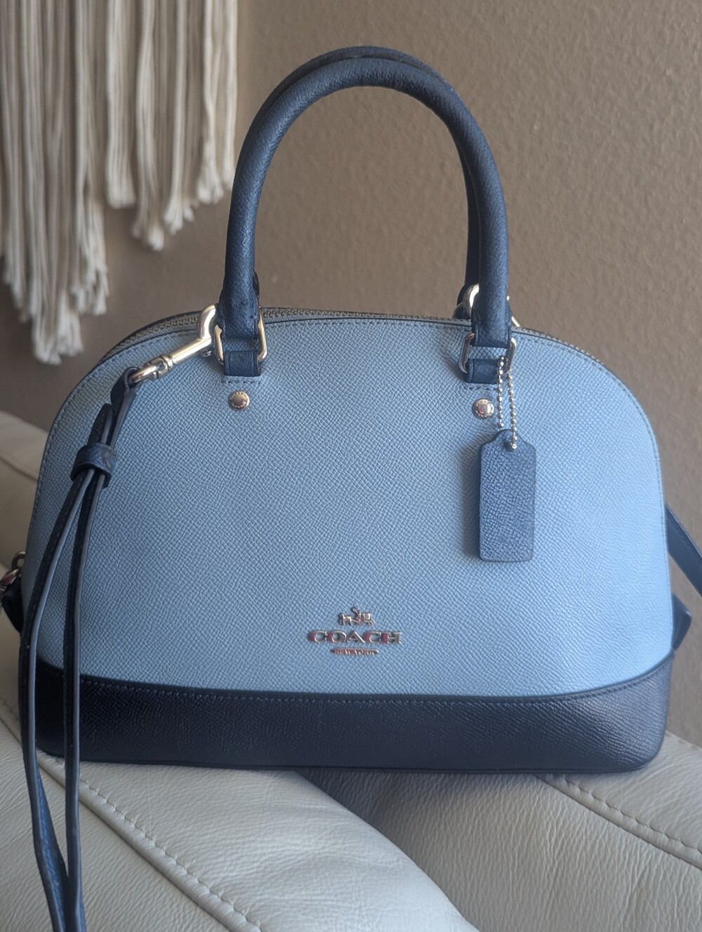 Coach Two-Tone Blue and Black Coach Sierra Satchel Handbag
